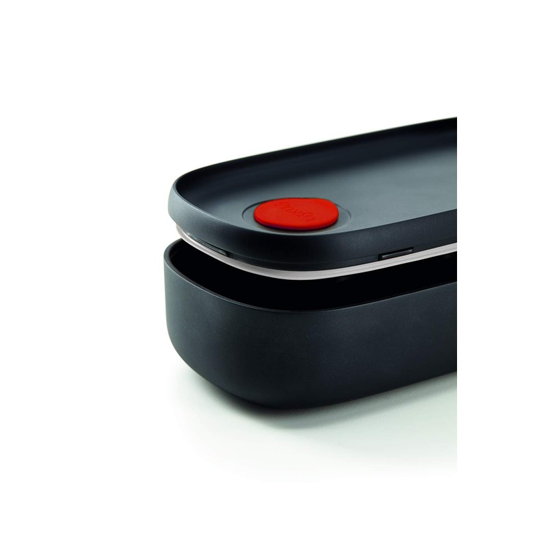 Lékué Hermetic Lunch Box for Food with Cutlery, Polypropylene, Black,