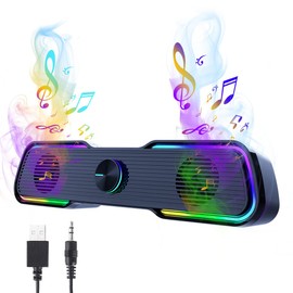 ACTEO Bocinas para PC, Bocinas PC, Altavoces RGB para Juegos Sistema de Audio, Bosinas Estéreo de Alta Fidelidad Y Conexión Auxiliar de 3.5 mm, Altavoces para PC Estéreo de Doble Canal con Cable