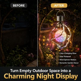 Solar Wind Spinner Light for Outdoor Decor – Color-Changing Hanging LED Garden Lamp for Yard & Flower Beds