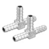 sourcing map 2Pcs 5/16" Tee Hose Barb Pipe Fitting, 304