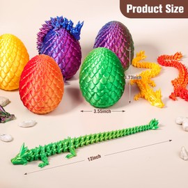 3D Printed Dragon Eggs with Dragon Inside,Surprise Mythical Crystal Egg Fidget Toy,Easter Basket Stuffers Filled Eggs Printed Toys for Kids (Laser Green)
