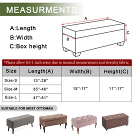 FUANGUI Ottoman Cover Stretch Storage Ottoman Bench Slipcover Jacquard Folding Storage Bench Ottoman Cover Footrest Stool Slipcover Footstool Protector Cover with Elastic Bottom,Medium