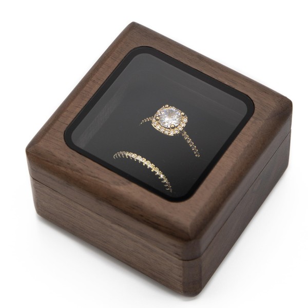 Double Ring Box (Glass Lid) - Wedding Ceremony Ring Bearer