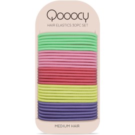 Qooocy No Damage Elastic Hair Ties, 4mm Thick Rubber Bands for Women & Kids, Perfect for Ponytails, Braids & All Hair Types, 30 PCS, Spring