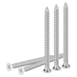 DTGN 50Pcs ST3.5x40mm Flat Head Wood Screws, 304 Stainless Steel White Phillips Self Tapping Screws - Good for Woodworking, Furniture - White