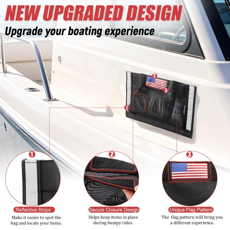 2Pcs Mesh Boat Storage Bag,Boat Organizers and Storage Self-Adhesive,10"x7"