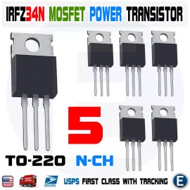 International Rectifier 5pcs IRFZ34N IRFZ34 Fast Switching Power MOSFET Transistor HEXFET 29A 55V