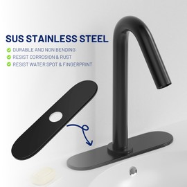 BWE 10" Black Faucet Hole Cover Deck Plate Escutcheon Stainless Steel Plate Matching Kitchen Sink Faucet Single Hole or Bathroom 1-3 Hole Oversized Vessel Vanity Basin Cover Round