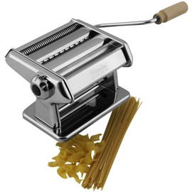 Pasta Maker Machine by Imperia- Heavy Duty Steel Construction w Easy Lock Dial and Wood Grip Handle- Model 190