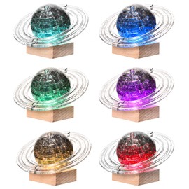 3D Crystal Puzzle, Plastic Saturn Assembly Brain Teaser with Light-Up Wooden Base, 40PCS Saturn Crystal Puzzle DIY Puzzle Blocks fo Kid 14+ (Grey)