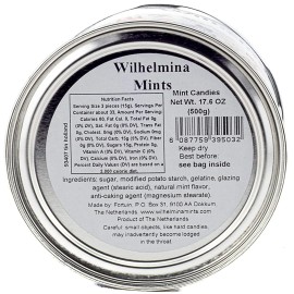 Wilhelmina Peppermints Dutch Confectionery Gift Tin 1.1 Pound Dutch Candy