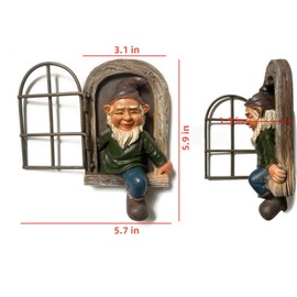 YWHWXB Elf Out The Door Tree Hugger,Garden Gnome Statue,Funny Garden Peeker Sculpture for Yard Garden Porch Decoration (5.9-Inch)