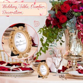 Vicenpal Small Vintage Picture Frames Antique Baroque Mini Picture Frames Oval Bulk Wallet Size for Wedding Victorian Home Christmas Holiday Decor(Gold,12 Pieces)