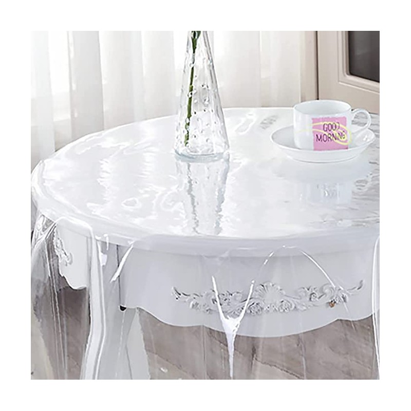MeritMode - Mantel de vinilo redondo transparente, impermeable, resistente al