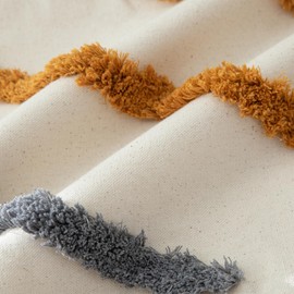 Oirpro Yellow and Grey Pillow Covers 18x18 Raised Tufted Striped Fall Pillow Covers with Fringe Decorative Farmhouse Boho Throw Pillow Covers for Couch Sofa Bed Living Room Set of 2