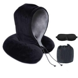 Hooded Travel Pillows and Free Eye mask (Black)