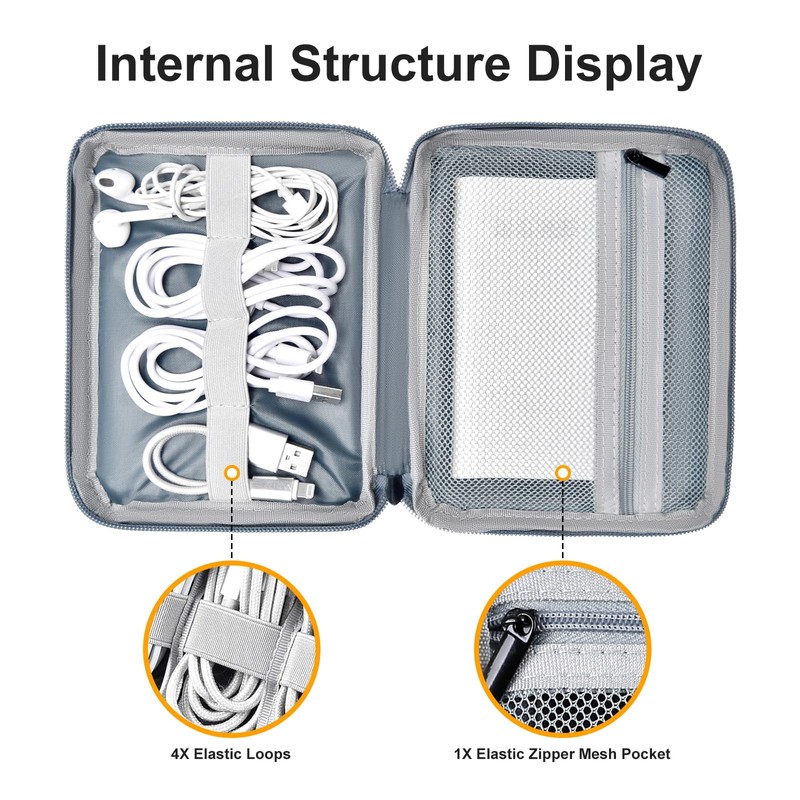 Miloocul Leather Cord Organizer Bag Portable Tech Organizer Travel Case