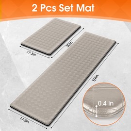 TranquilRelax Kitchen Mats, 2PCS Kitchen Rugs, Cushioned Anti Fatigue Kitchen Mats for Floor, Non-Slip Standing Desk Mat, Waterproof Kitchen Rug Set for Kitchen Floor Office,17.3"×30"+17.3"×59" Brown