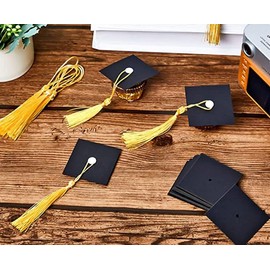 Nenluny 24pcs 2025 Graduation Cap Cupcake Toppers Chocolate Decorations Mini Graduation Cap Decor with Tassel for Class of 2025 Grad Party Decorations
