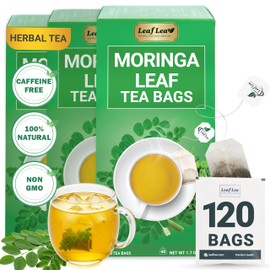 LeafLea LeafLea Moringa Tea, 120 Fresh-Sealed Tea Bags, Premium Herbal Blend from 100% Natural Moringa Leaves, Supports Digestion & Immune Health, Caffeine-Free, Sugar-Free, Vegan, Non-GMO