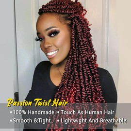 Passion Twist Hair - 24 Inch Passion Twist Crochet Hair For Women 8 Packs Crochet Pretwisted Curly Hair Passion Twists Synthetic Braiding Hair Extensions (24inch (pack of 8), TBUG)