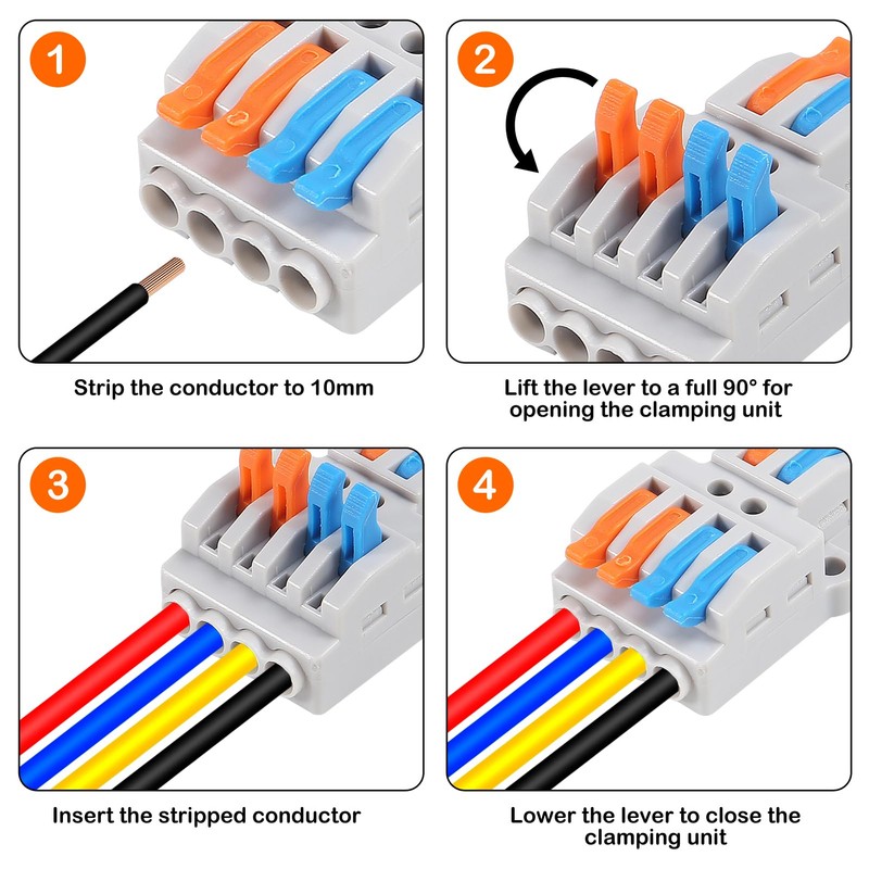 10pcs Lever Wire Connectors Quick Wiring Cable Connectors Plug-in Conductor