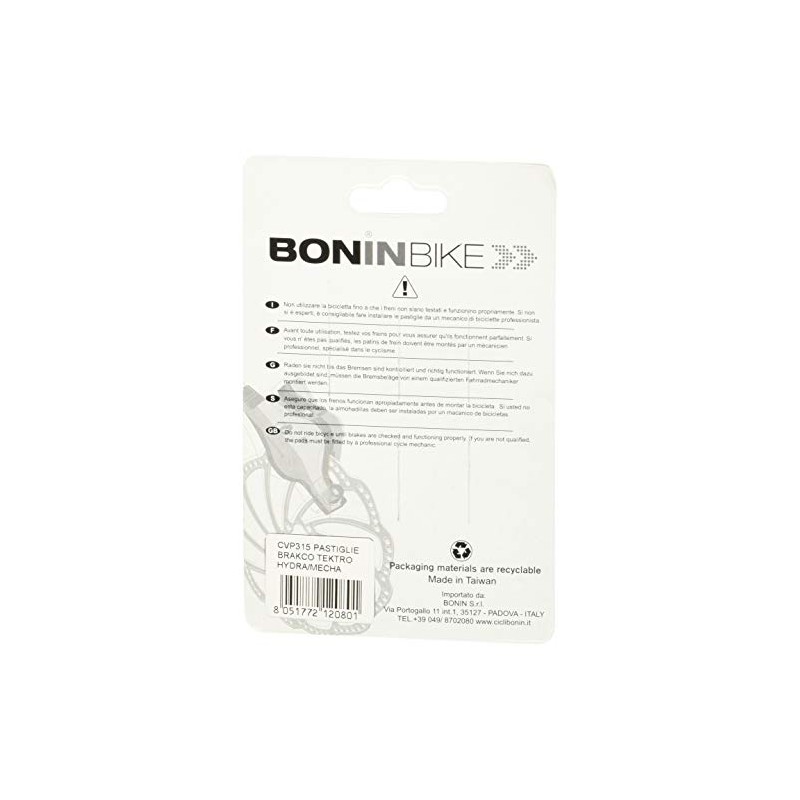 Cicli Bonin-Unisex Bracko Tektro Hydra/Mecha Brake, Pads, Black, One Size