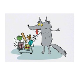 'Hungry Wolf Goes To The Supermarket' Temporary Tattoo - Water Resistant, Skin-Safe, Non-Toxic Transfer (TO00075411)