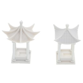 Yardwe 2pcs Mini Pavilion Model Gazebo Ornaments Outdoor Mini Pagoda Figurine Fish Tank Decorations Mini Aquarium Pavilion, White