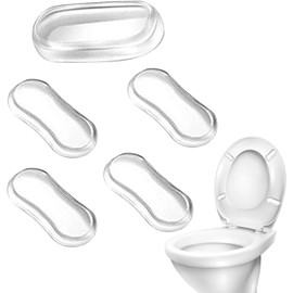 5Pcs Transparent Toilet Seat Bumpers, Universal Toilet Lid Bidet Replacement Bumper Kit Silicone Rubber Bumpers for Bidet Attachment with Strong Adhesive for Families, Toilet Seat Bumpers