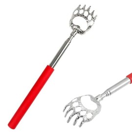 Back Scratcher, Bear Claw Telescopic Back Massager Tool with Soft Rubber Handles, Extendable Telescope Backscratcher Eliminating Back Itching for Both Human and Pets (Red)