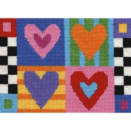 Alice Peterson Hugs & Kisses Multicolor Valentine Needlepoint Kit, 7" x 5"