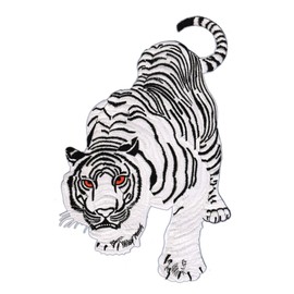 Tiger White Large Iron-On or Sew On Patch Iron-On Patch for Clothes Embroidered Iron-On Patch Applique Patch Size 9.7 x 15.2 cm