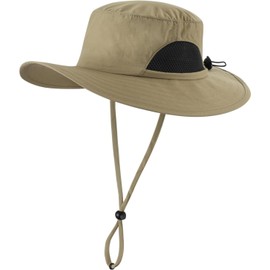 Magracy Toddler Kids Adventure Sun Hat Wide Brim UV Protection Adjustable Sun Hat, khaki