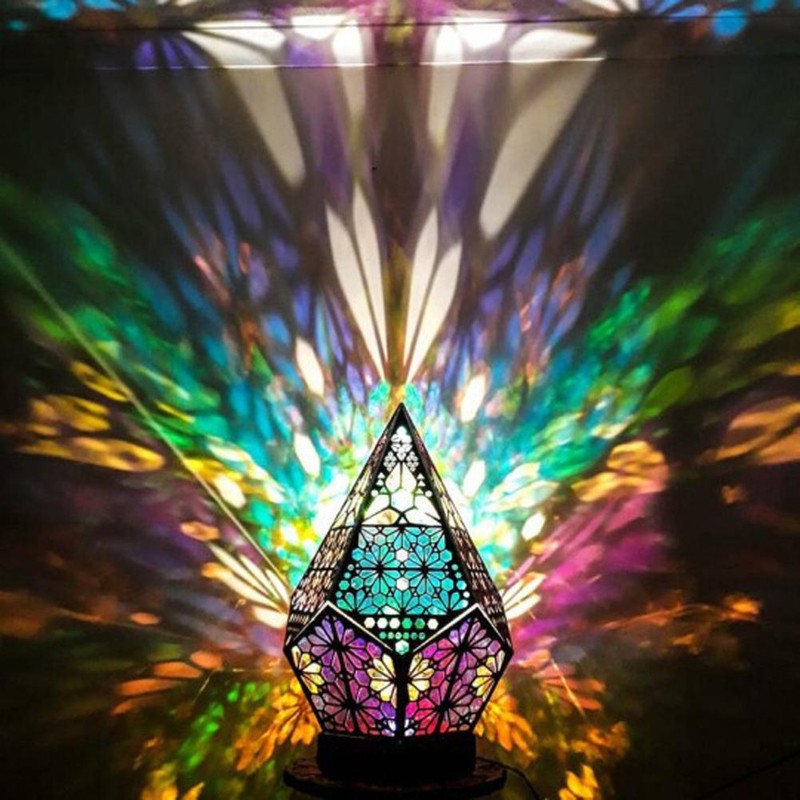 Bohemian LED Projection Light Bedside Night Lamp for Bedroom Hallway