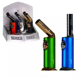 Scorch Torch Single Flame Multi Angle Butane Refillable Torch Lighter - Silver