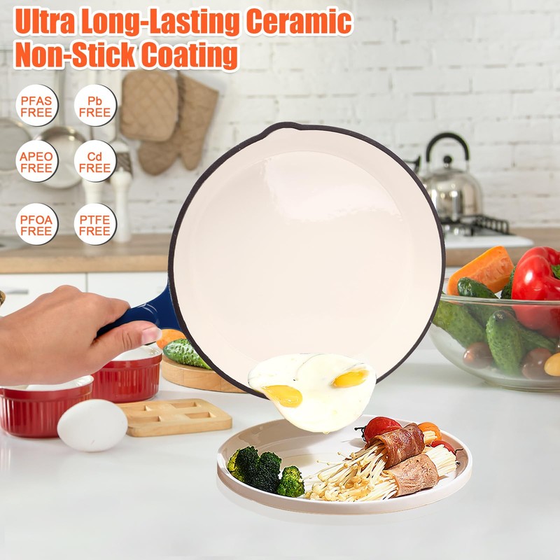 Nonstick Enameled Cast Iron Cookware - 3 enameled cast iron