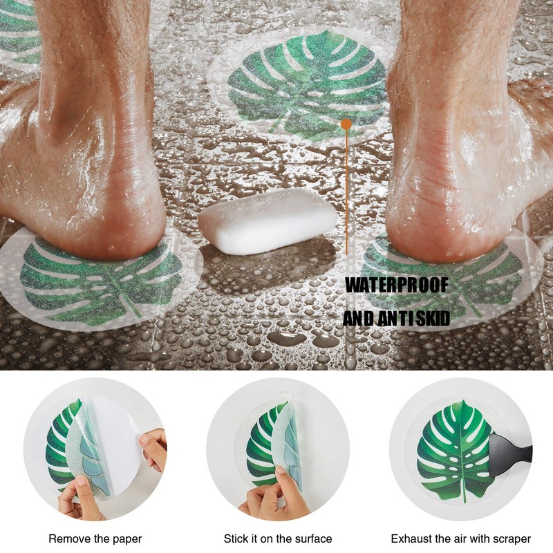 Secopad Non Slip Bathtub Stickers, 10 PCS Large Leaves Adhesive
