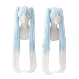 Xingwang Queen Anime Cosplay Wig 120cm Long Light Blue Gradient White Clip on Double Ponytails