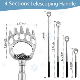 HOFASON 12 Pack Back Scratcher Portable Extendable Bear Claw Metal Telescopic Back Scratcher Eliminating Back Itching, Christmas Stocking Stuffers for Men Women(Black)