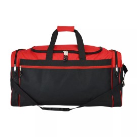 DALIX 25" Extra Large Travel Vacation Overnight Duffle Bag in Black - Red