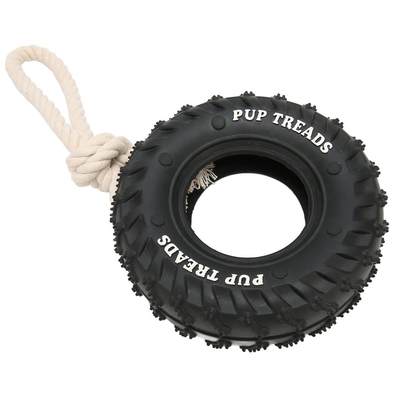 Dog Tire Chewing Toy Bite Resistant Treat Dispensing Rubber Aggressive