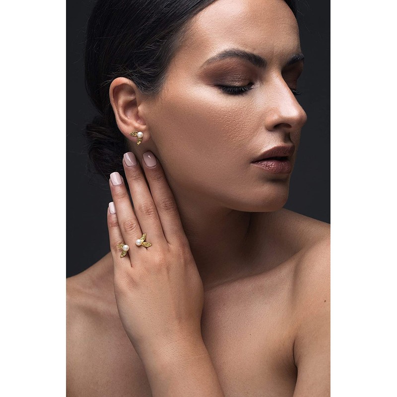 Gold Sterling Silver Earrings, Stud Earrings, Leaf Earrings, Minimalist Stud