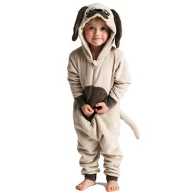 Wunsy Pug Onesie for Boys or Girls Fleece Dog with Tail -Animal Costumes AllinOnes in Kids Age 3-4 Years B PUG