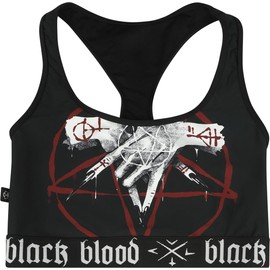 Gothicana by EMP Women's Black Bikini Top with Prentagram Print, black