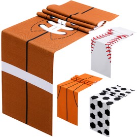Oudain 4 Pcs Sports Theme Table Runner 72 x 13 Inch Baseball Football Soccer Basketball Birthday Party Runner Decorations for Kitchen Dining Home Soccer Birthday Party Decoration