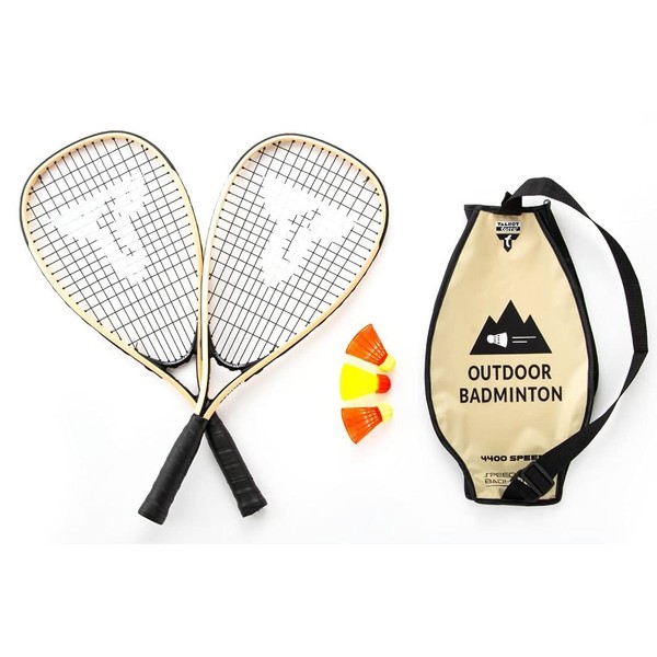 Talbot Toro Speed Badminton, Can Be Used Outside the Wind, Outdoor Badminton, 2 Rackets, 3 Shuttles, Includes Carrying Case, Wheat