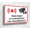 Aluverbund Sign, Objekt Alarmgesichert und Videoüberwacht, UV Print, 20 x