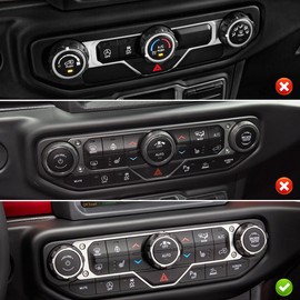 Auovo Air Conditioner Switch Knob Cover for 2018-2023 Wrangler JL JLU Accessories 2020-2023 Gladiators JT Aluminum Alloy HVAC Control Headlight Switch Knobs Rings Interior Trim (Red, The 1st Kind)