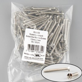 Machine Screws 100pcs for UK Wall Sockets - Raised Countersunk Slotted Steel - Pack of 100 (M3.5 x 35mm)